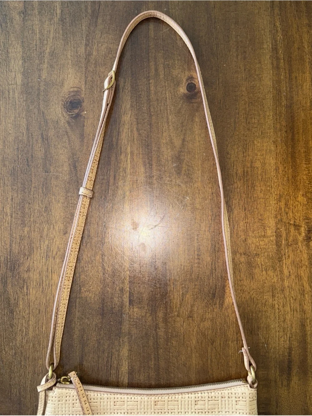 Margot New York Brown Woven Laser Cut Leather Crossbody Purse Women's Handbag